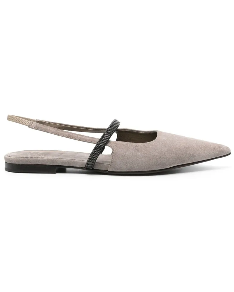 Brunello Cucinelli Slingback-Ballerinas aus Wildleder - Grau Grau