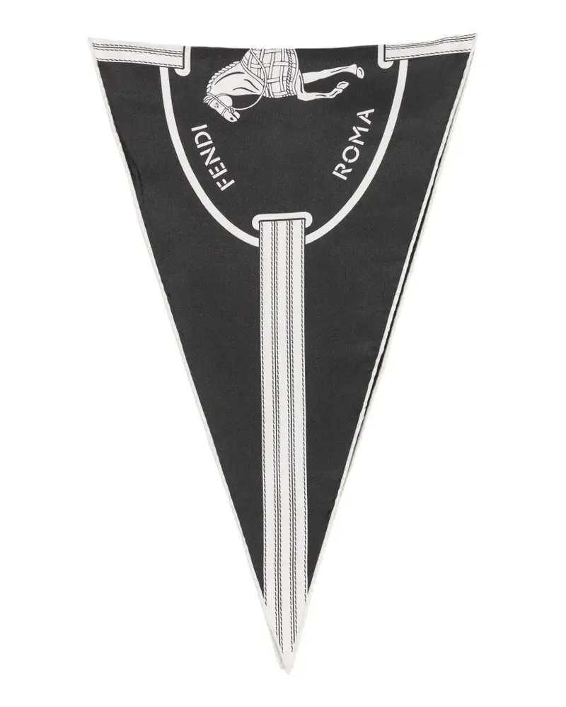 Fendi Dreieckiger Schal mit Reitsport-Print - Schwarz Schwarz