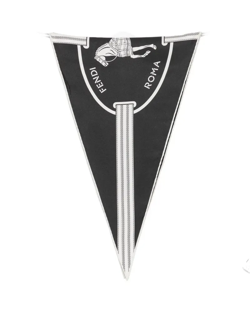 Fendi equestrian-print triangular scarf - Schwarz Schwarz