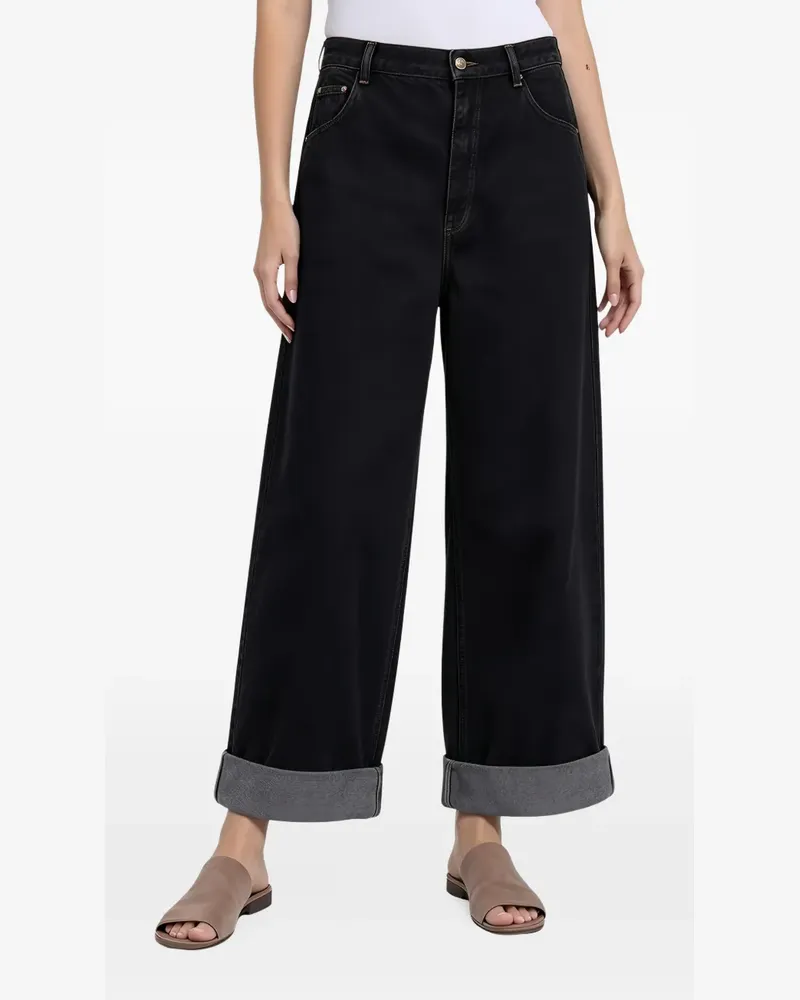 Brunello Cucinelli turned-up wide-leg jeans - Schwarz Schwarz