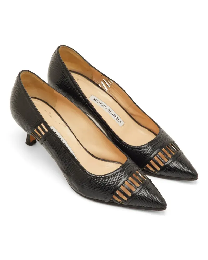 Manolo Blahnik lizard-embossed pointed-toe pumps - Schwarz Schwarz