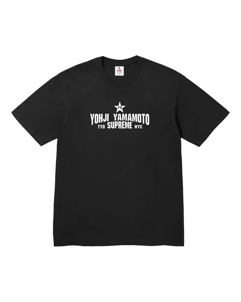 Supreme Being x Yohji Yamamoto Star T-Shirt mit Logo - Schwarz Schwarz