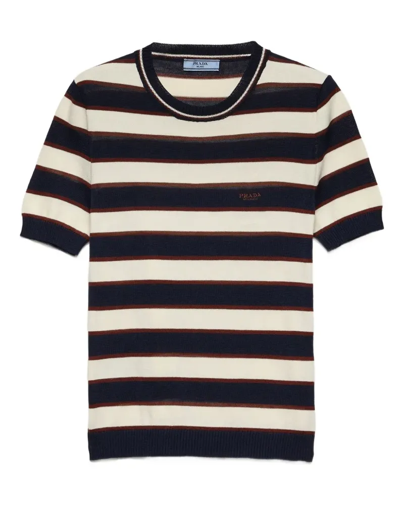 Prada Gestreiftes T-Shirt - F056H Blue F056h