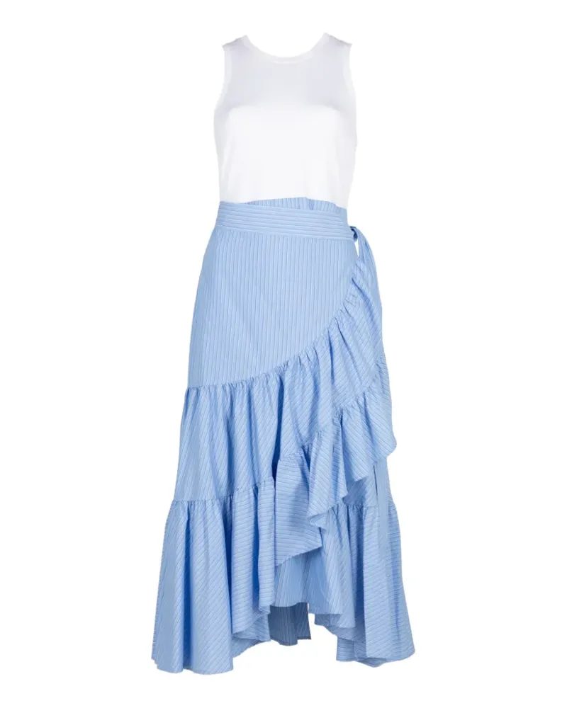 Cinq à Sept Jessie striped ruffled midi dress - Weiß Weiß
