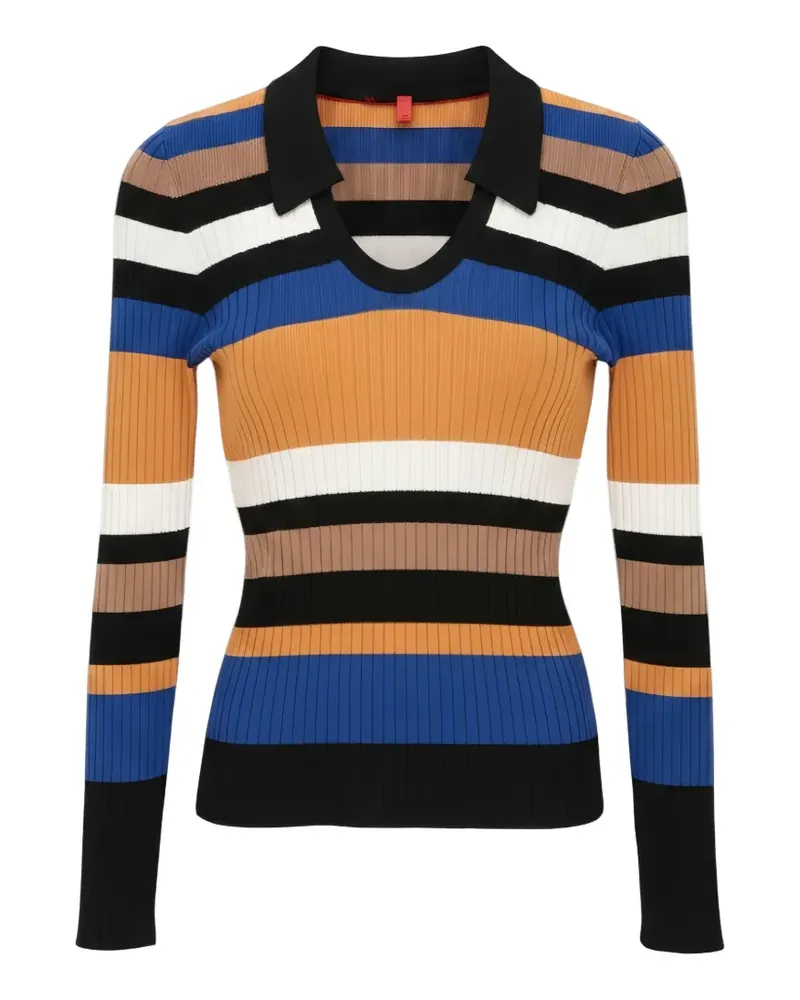 Isaia Gerippter Pullover mit Streifen - Blau Blau