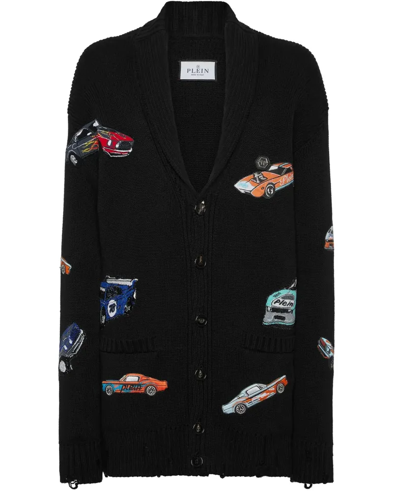 Philipp Plein Cardigan mit Auto-Intarsie - Schwarz Schwarz