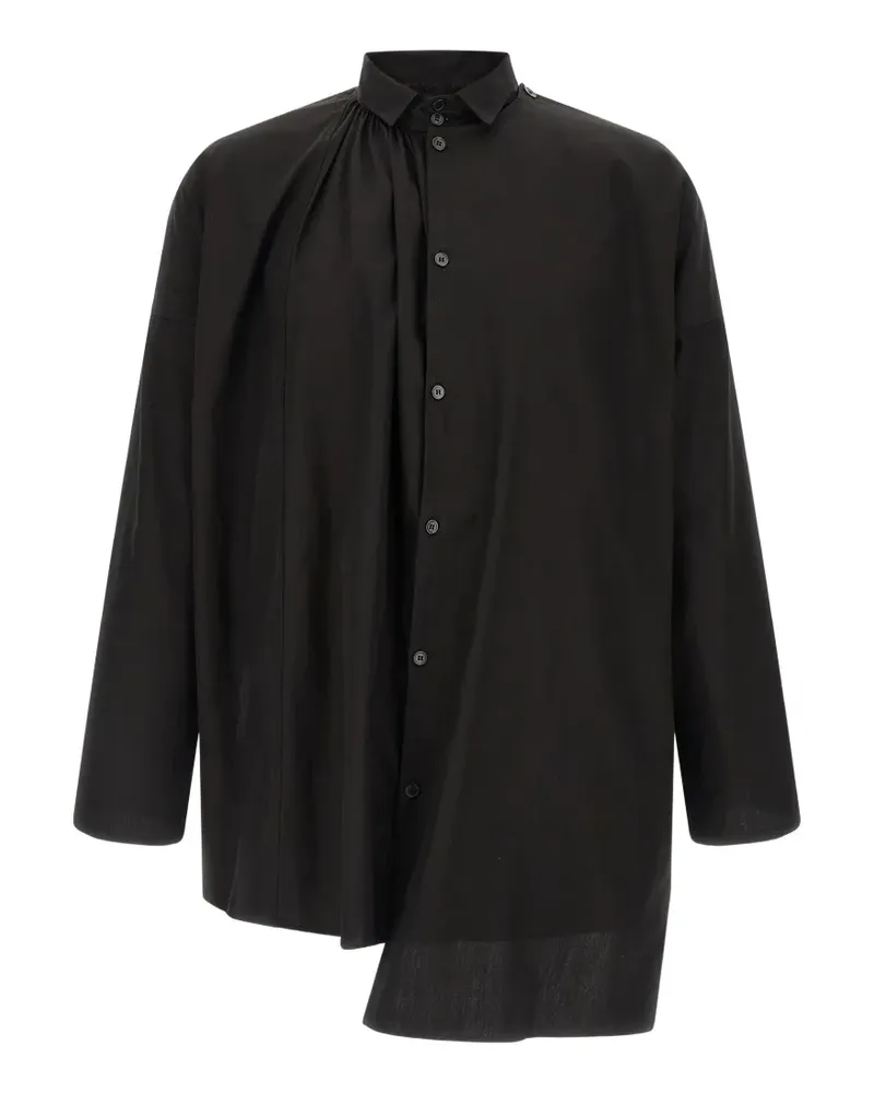 Yohji Yamamoto collar-gather double-B shirt - Schwarz Schwarz