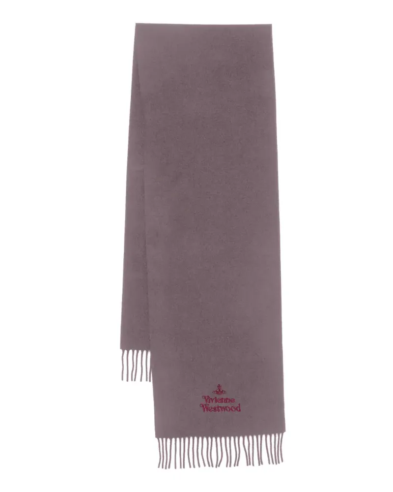 Vivienne Westwood Bestickter Schal mit Fransen - Braun Braun