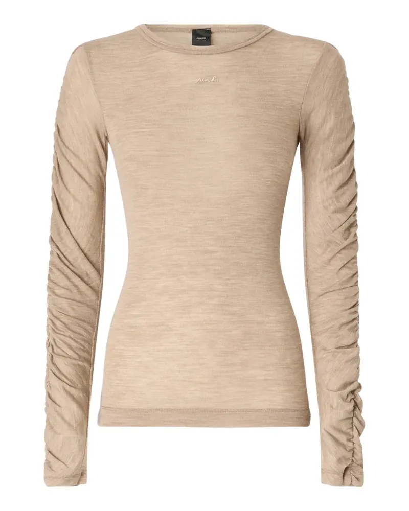 Pinko ruched long-sleeve top - Nude Nude