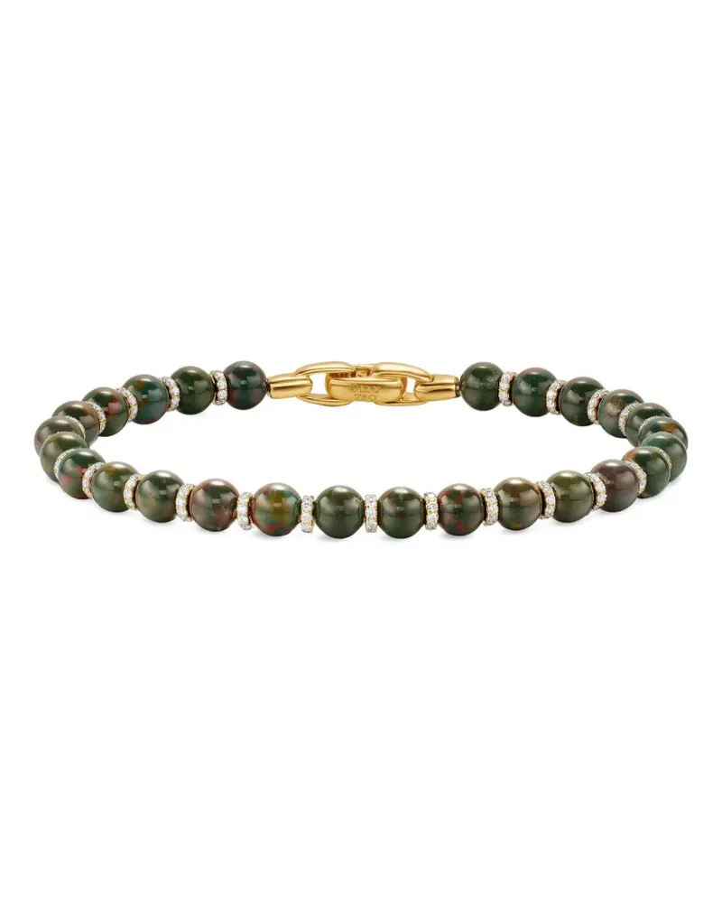 David Yurman 18kt Spiritual Beads Gelbgoldarmband mit Blutsteinen und Diamanten - Grün Grün