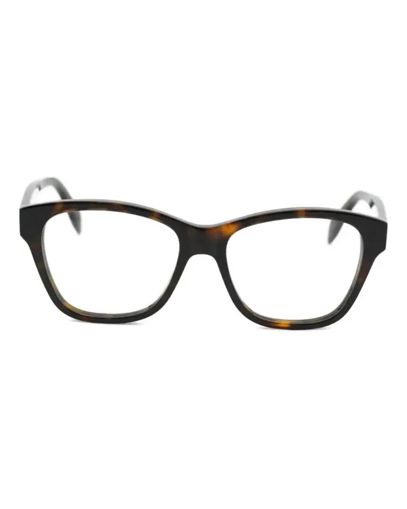 Alexander McQueen square-frame tortoiseshell-effect glasses - Braun Braun