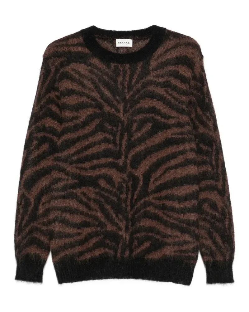 P.A.R.O.S.H. P.A.R.O H. V-Ausschnitt-Pullover mit Zebramuster - Braun Braun