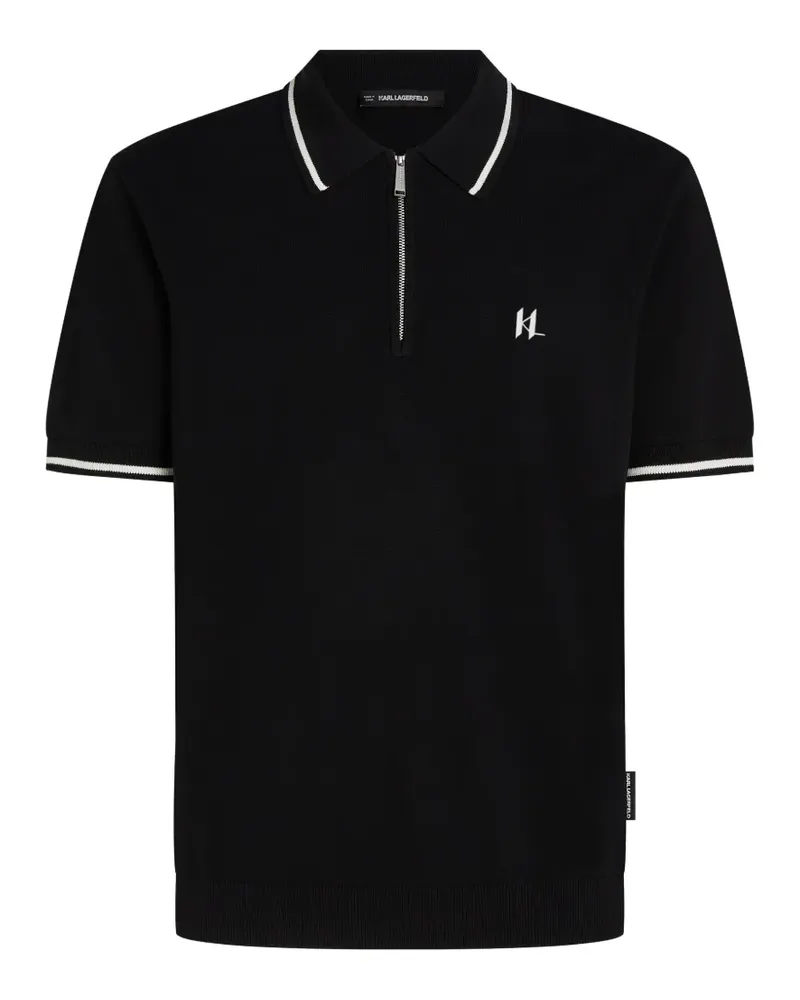 Karl Lagerfeld Reißverschluss-Poloshirt mit Logo-Stickerei - Schwarz Schwarz