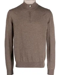 Corneliani Gerippter Pullover mit Reißverschluss Braun