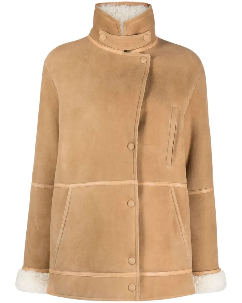 Yves Salomon Jacke mit Shearling-Besatz - Nude Nude