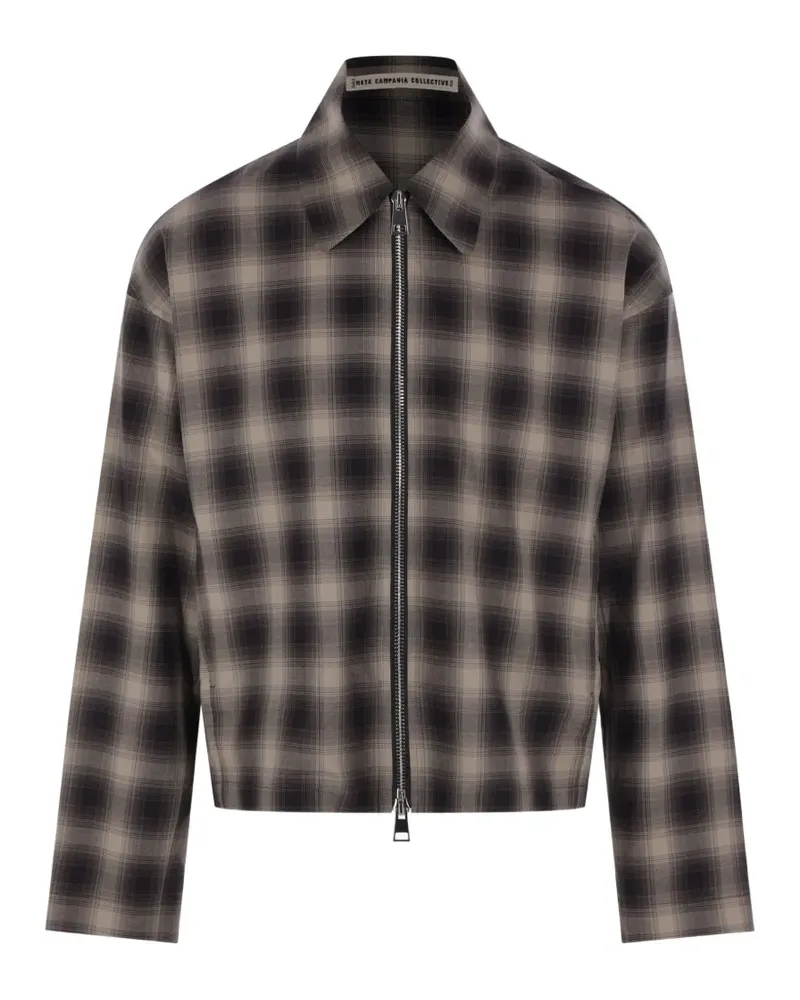 Meta Campania Collective Tino check-pattern zip-up jacket - Grau Grau
