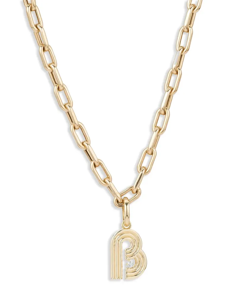 Adina Reyter 14kt Initial Gelbgoldanhänger mit Diamanten Gold