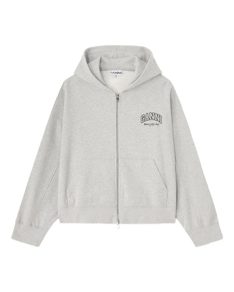 Ganni Kapuzenjacke mit Reißverschluss - Grau Grau