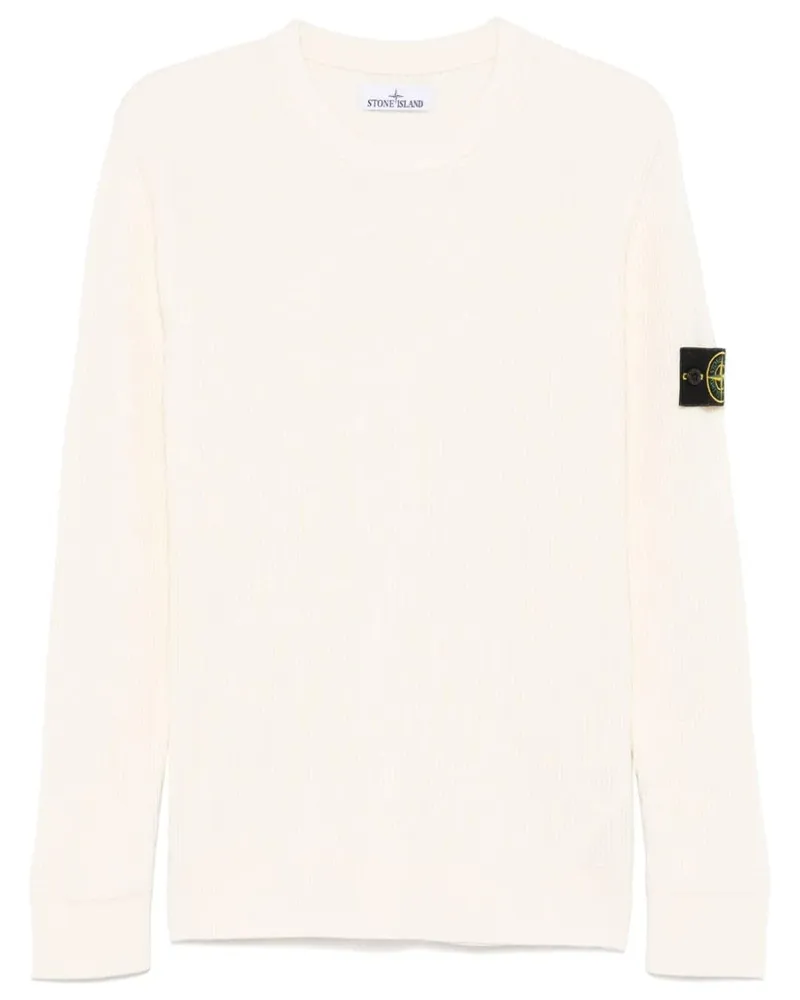 Stone Island Pullover mit Kompass-Patch - Weiß Weiß