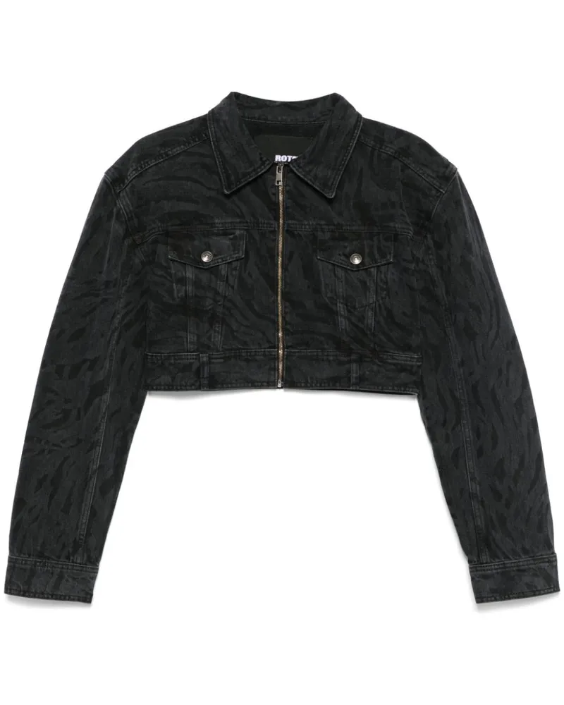 ROTATE Birger Christensen Jeansjacke mit Zebra-Print - Schwarz Schwarz