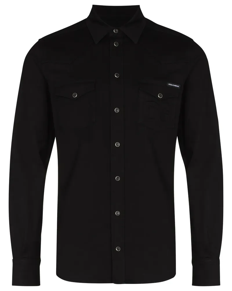Dolce & Gabbana Hemd mit Logo-Prägung - Schwarz Schwarz