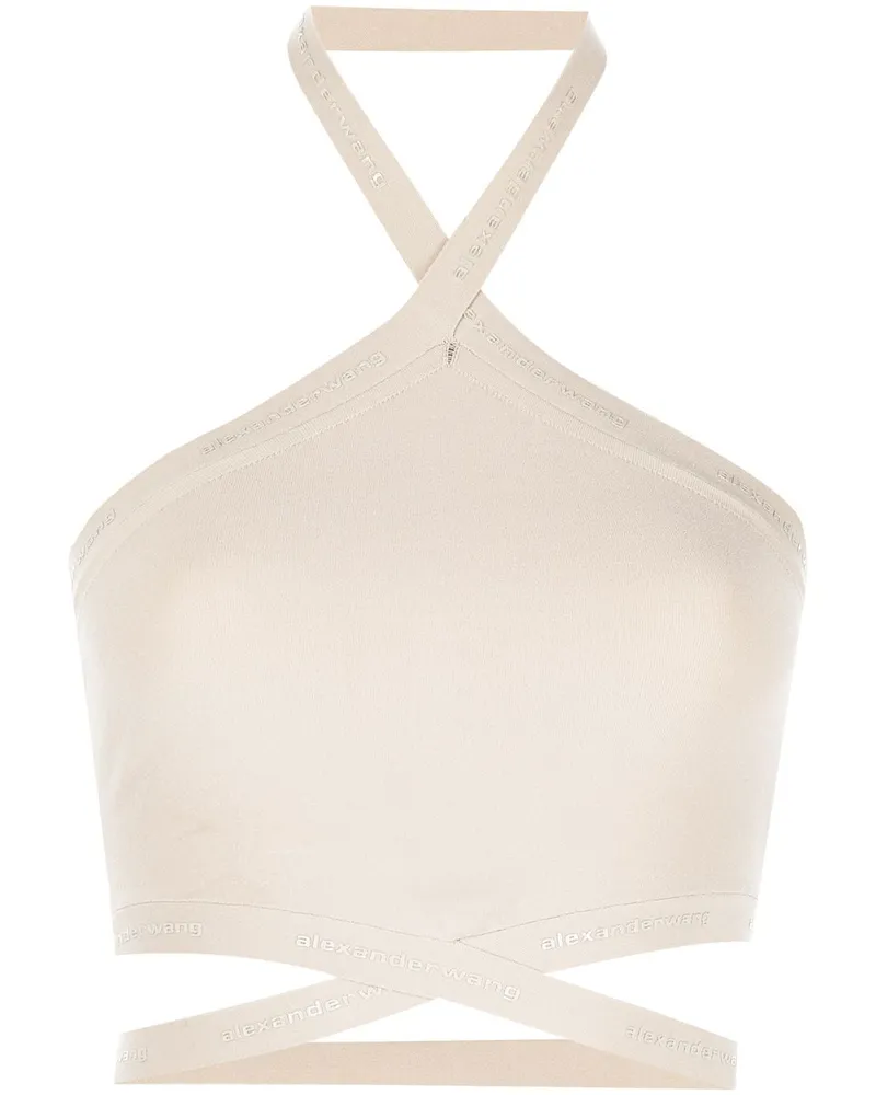 Alexander Wang Neckholder-Top mit Logo - Nude Nude