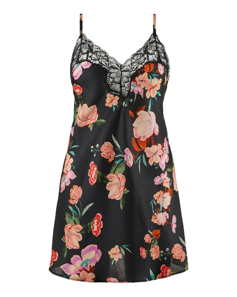 Aubade Sweet Folk Nachthemd mit Blumenprint - Schwarz Schwarz