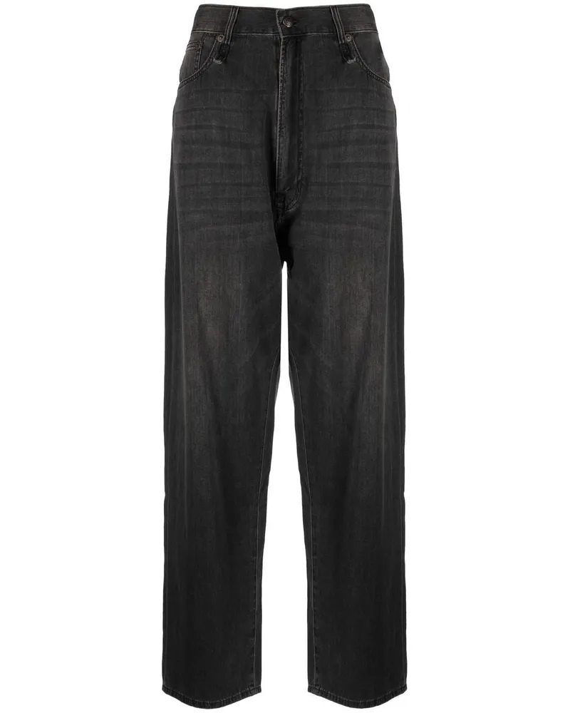 R13 Halbhohe Wide-Leg-Jeans - Schwarz Schwarz