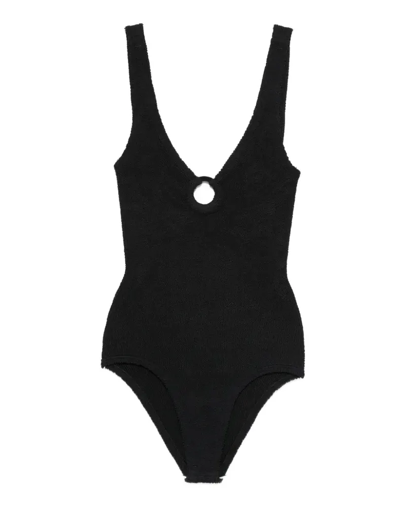 Hunza G Strukturierter Badeanzug mit Ring - Schwarz Schwarz