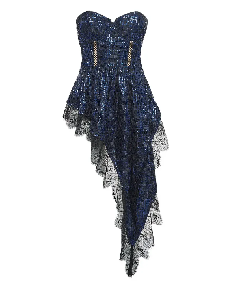 Self-Portrait 2019 Pailletten-Spitzentop - Blau Blau