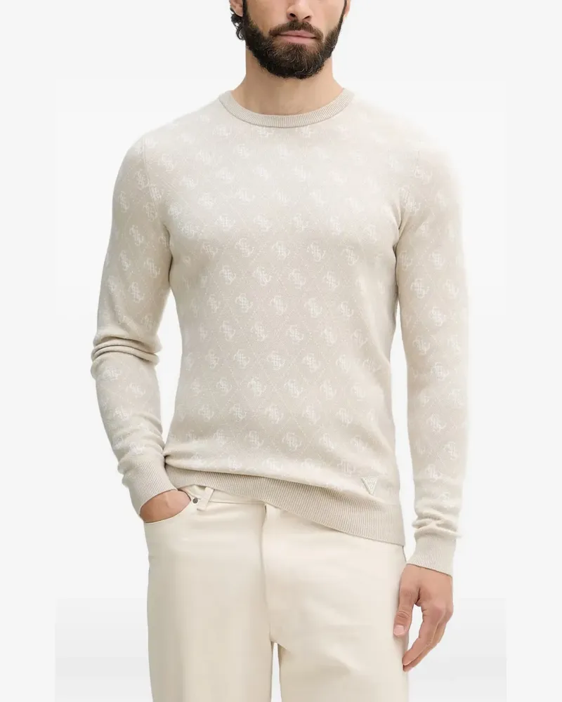 Guess Jacquard-Pullover mit Logos - Nude Nude