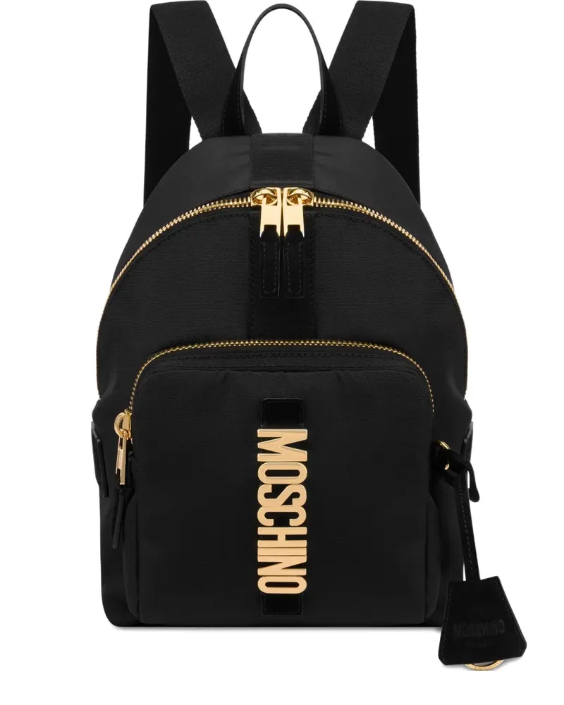 Moschino Rucksack mit Logo-Schild - Schwarz Schwarz