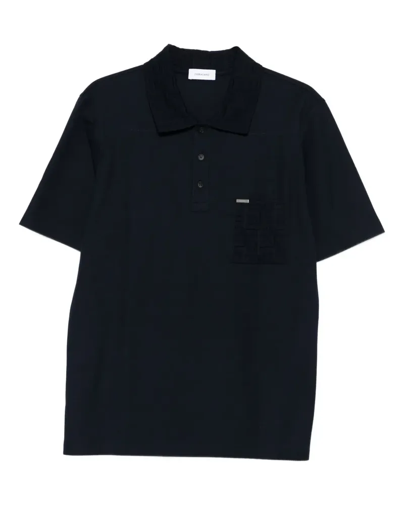 Ferragamo Poloshirt mit Logo-Schild - Blau Blau