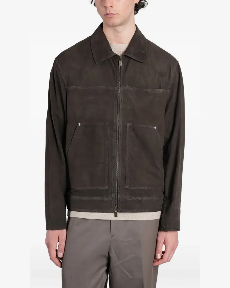 Salvatore Santoro suede zip-up jacket - Braun Braun