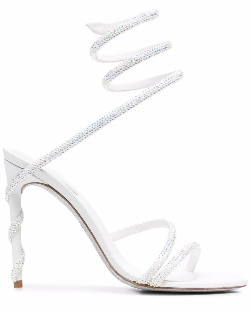 René Caovilla Cecile Sandalen mit Strass 120mm - Weiß Weiß
