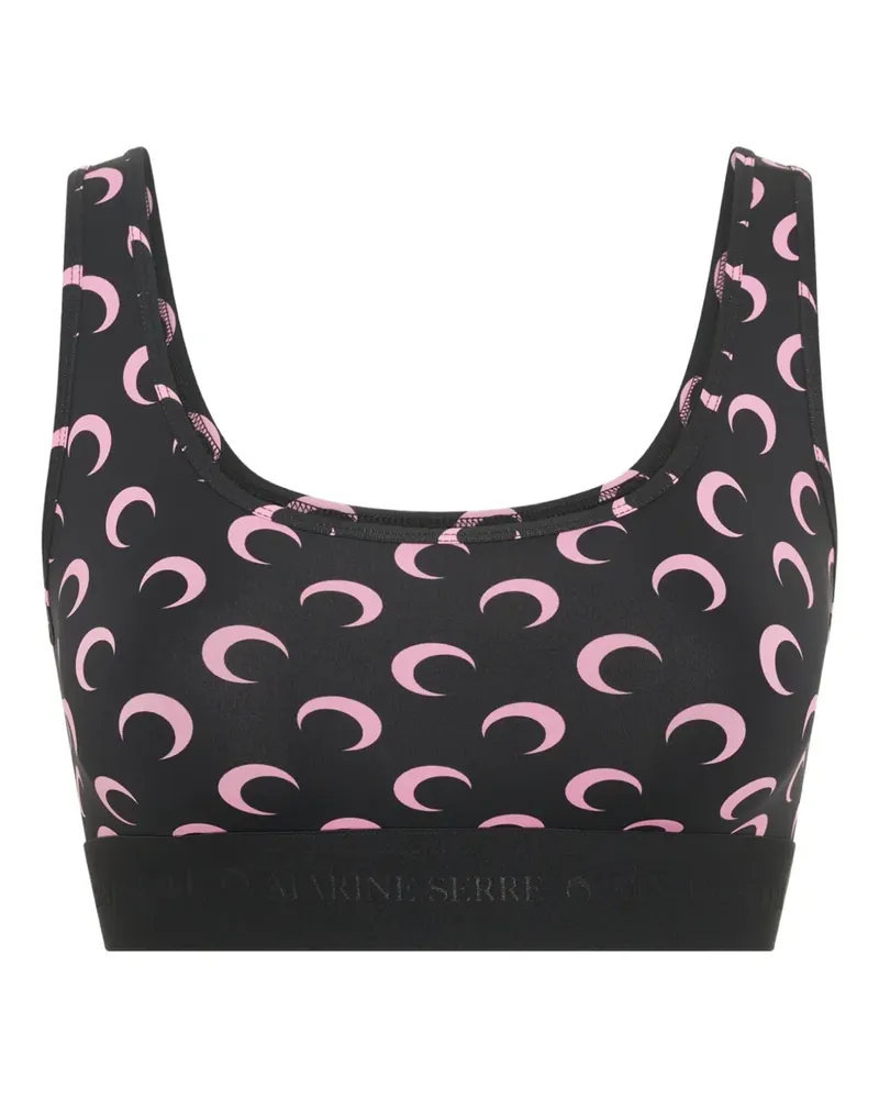 Marine Serre Sport-BH mit Moon-Print - Schwarz Schwarz