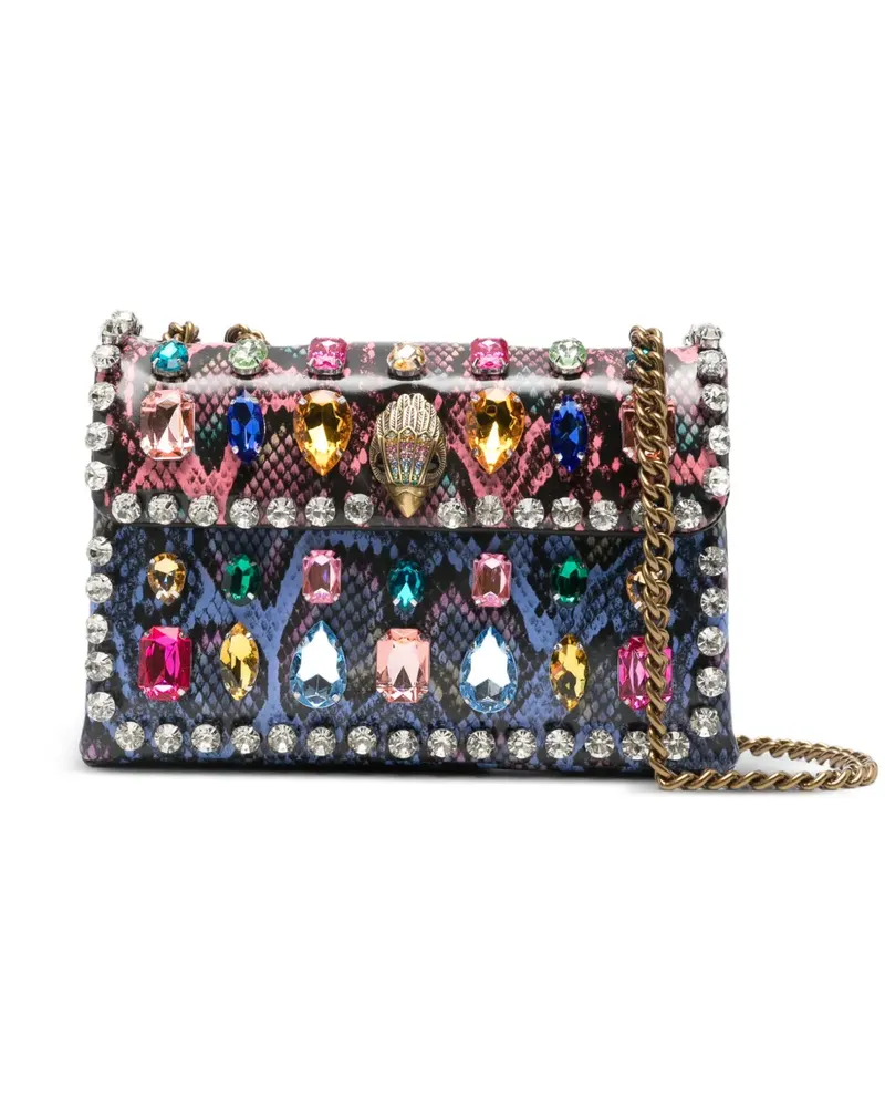 Kurt Geiger mini Kensington jewelled snake-print shoulder bag - Blau Blau