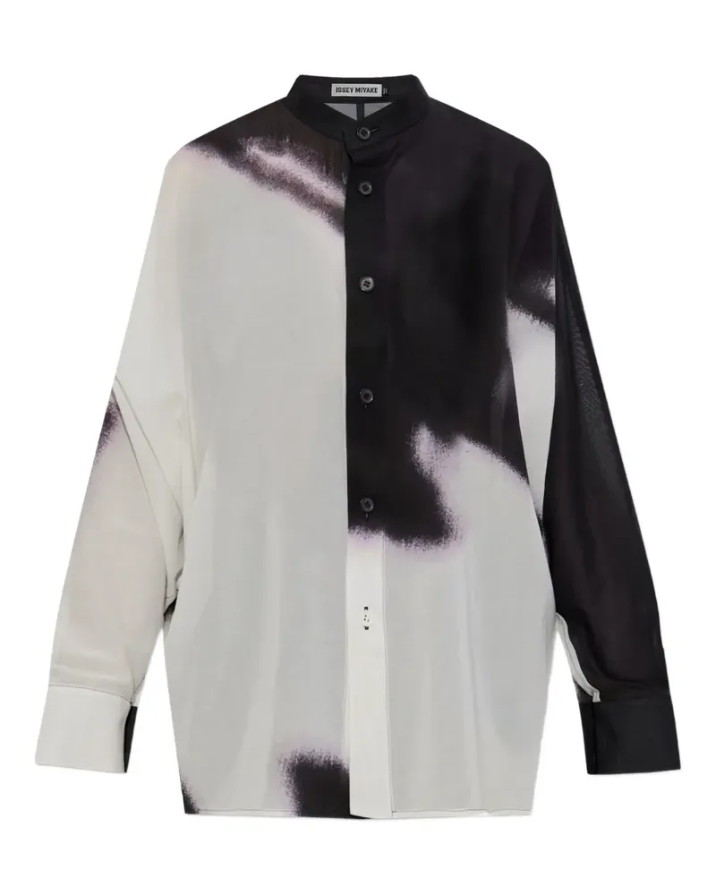 Issey Miyake Hemd mit abstraktem Print - Weiß Weiß