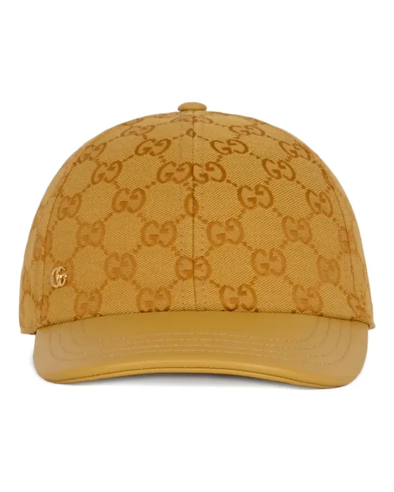 Gucci Baseballkappe aus GG-Canvas mit Lederbesatz - Gelb Gelb