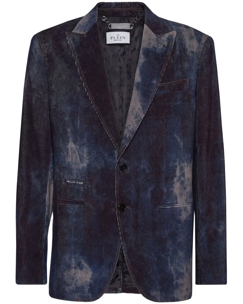 Philipp Plein Sakko aus Samt mit Bleach-Effekt - Blau Blau