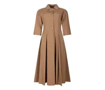 Midi-Hemdkleid aus Baumwoll-Popeline - Nude