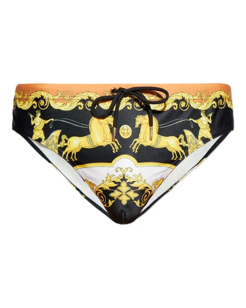 Versace Badehose mit ikonischem Baroccoflage-Print - Schwarz Schwarz
