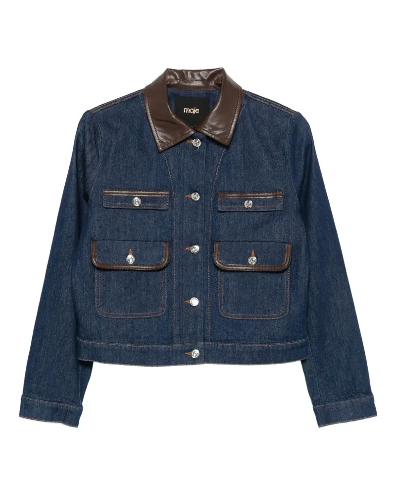 Maje Jeansjacke mit Lederkragen - Blau Blau