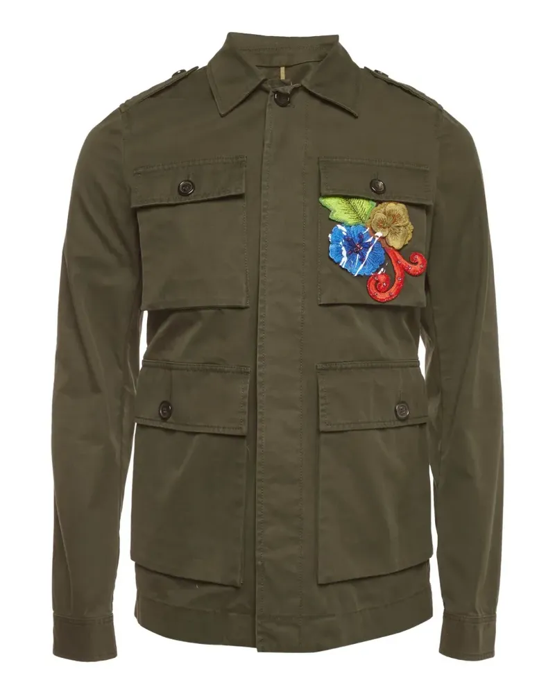 Dsquared2 Gabardine-Jacke mit Blumenapplikation - Grün Grün