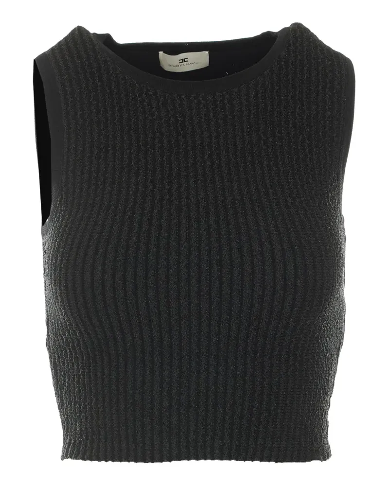 Elisabetta Franchi Trägershirt mit Logo-Patch - Schwarz Schwarz