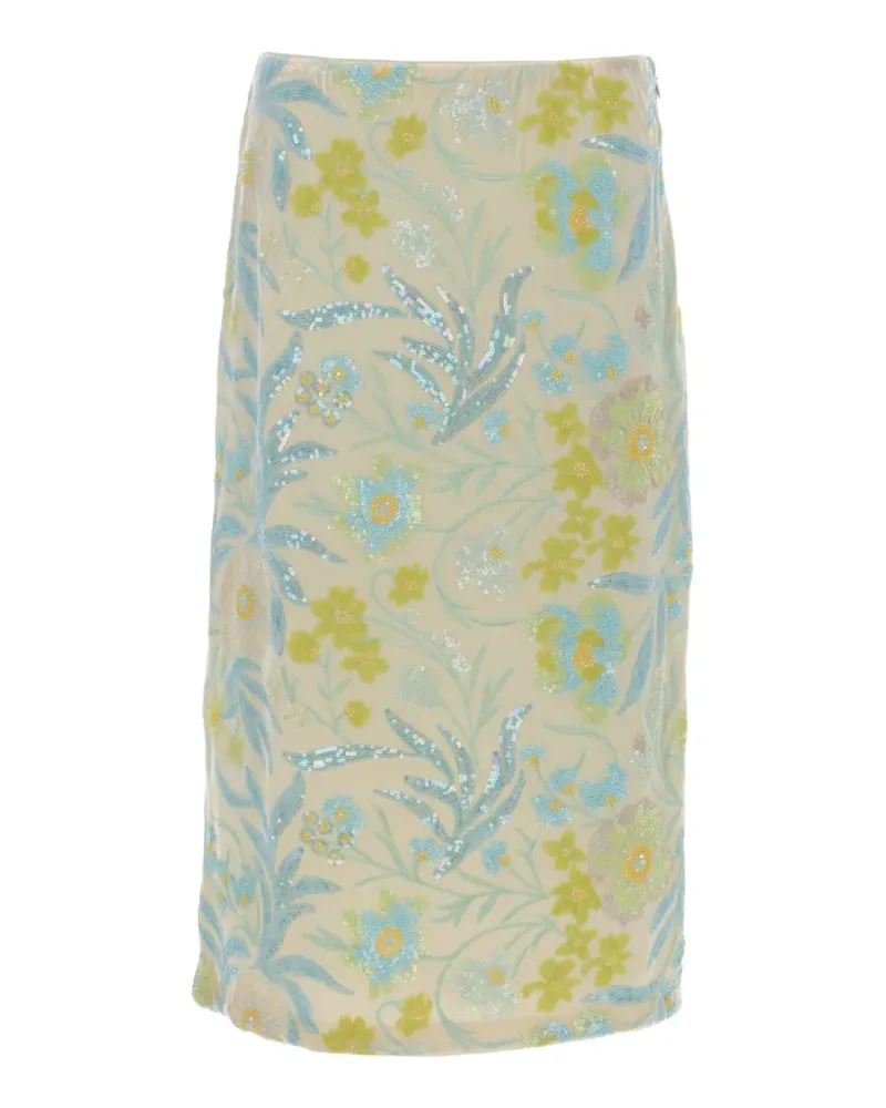 Baum und Pferdgarten Jolette sequin-embellished floral-pattern midi skirt - Nude Nude