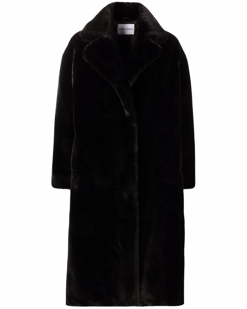 STAND Mantel aus Faux Fur Schwarz