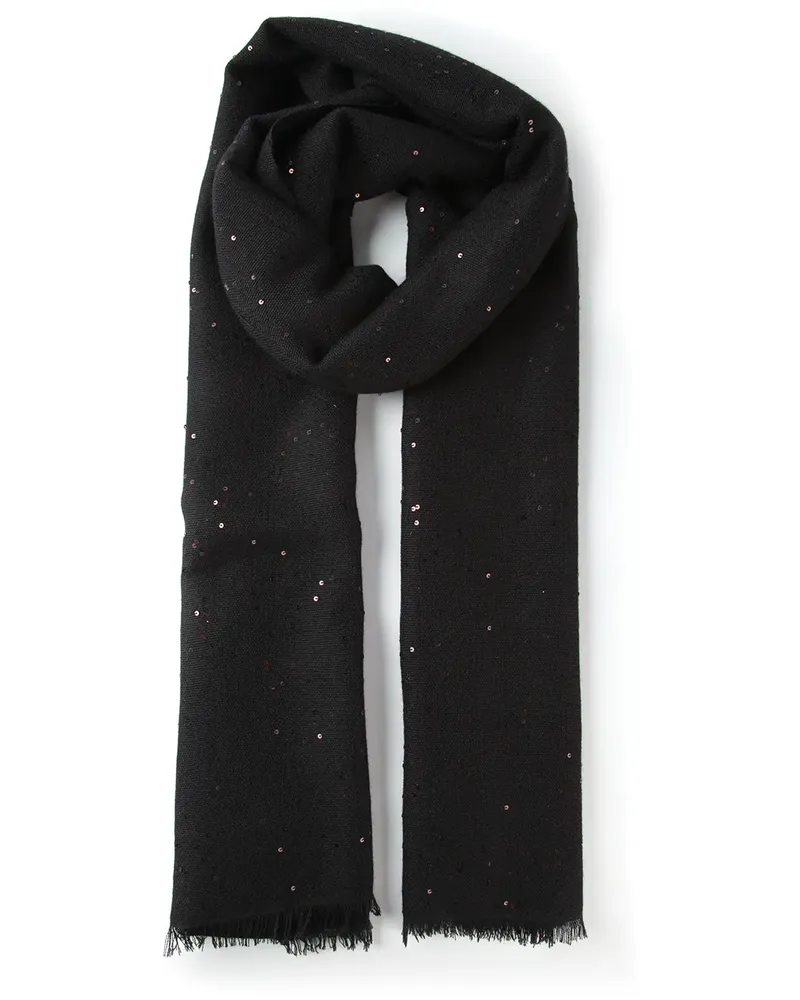 Brunello Cucinelli Strickschal mit Fransen - Schwarz Schwarz