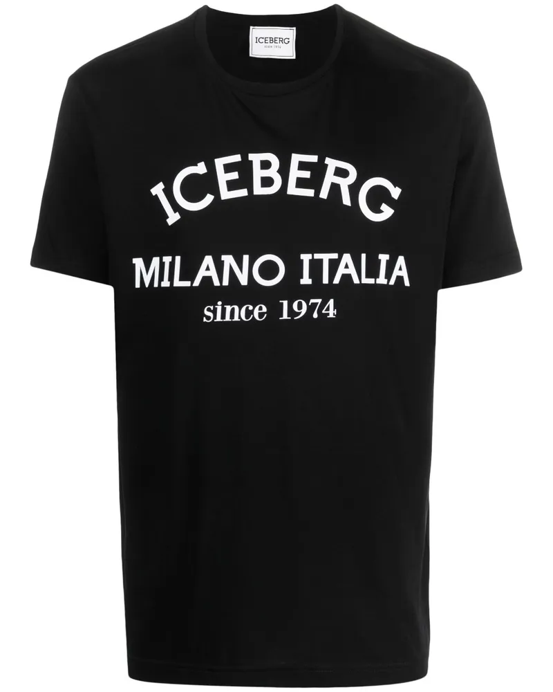 Iceberg T-Shirt mit Logo-Print - Schwarz Schwarz