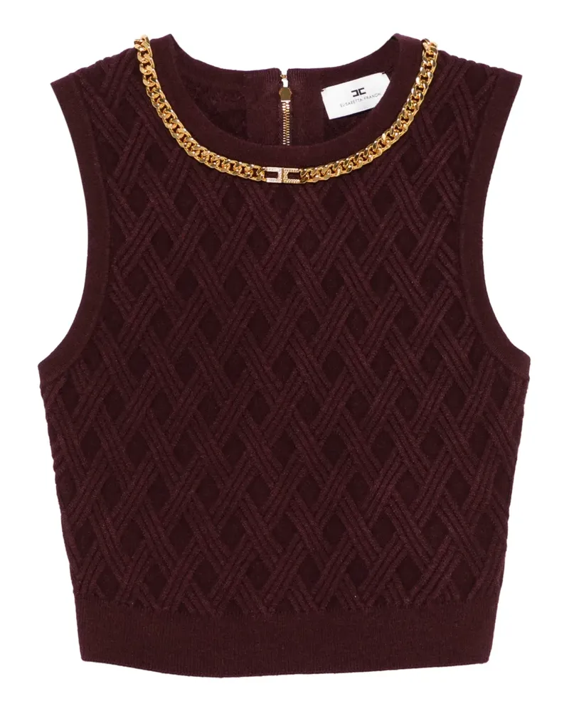 Elisabetta Franchi Cropped-Top mit Rautenmuster und Kette - Rot Rot